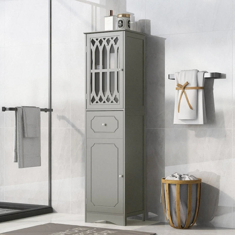 64 Wood 2-door Bathroom Cabinet with Adjustable Shelves