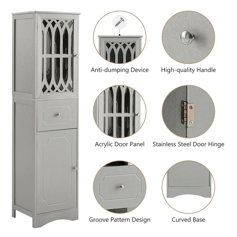 64 Wood 2-door Bathroom Cabinet with Adjustable Shelves