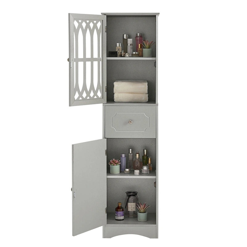 64 Wood 2-door Bathroom Cabinet with Adjustable Shelves