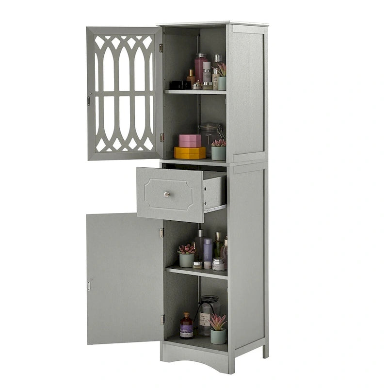 64 Wood 2-door Bathroom Cabinet with Adjustable Shelves