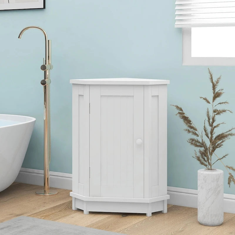 Triangle Corner Bathroom Storage Cabinet with Adjustable Shelf