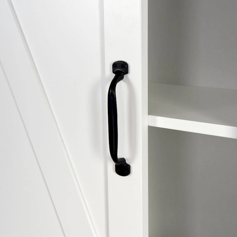 Armario de almacenamiento sobre el inodoro, armario de baño que ahorra espacio, con estantes ajustables y puerta de granero, 27.16 x 9.06 x 67 pulgadas